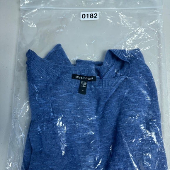 Eileen Fisher Blue Relaxed Fit Organic Linen Cotton Blend Lagenlook Tunic Top 1X - Picture 9 of 12
